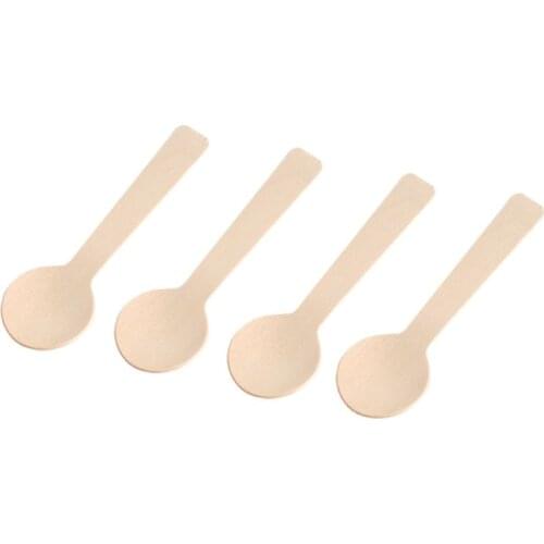 Disposable Ice Cream Scoop Wooden Spoons Eco-friendly Disposable Kitchenware Salt Honey Spoon Wedding Party Kitchen Tableware