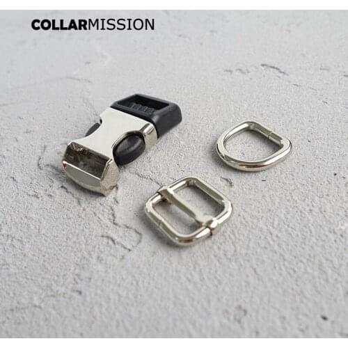 Metal buckle+adjust buckle+D ring/set) safety DIY dog collar pet accessory 15mm environmental durable plated metal buckle