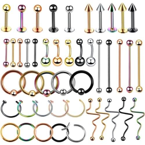 1PC Steel Belly Button Navel Piercings Nipple Septum Nose Hoop Ring Lip Stud Eyebrow Piercings Industrial Body Jewelry