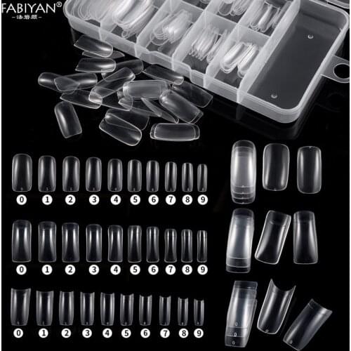 100/500Pcs Nail Art Tips With Box Full Half Cover False Fake Nail Clear/Natural/White Fingernails Extension Tool
