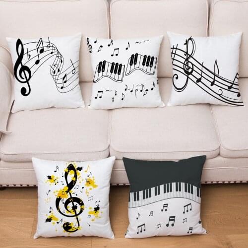 HD Cartoon Sheet Music Print Cushion Cover 45*45 Pillow Covers Super Soft Short Plush Pillows Cases Sofa Home Decor Pillowcase