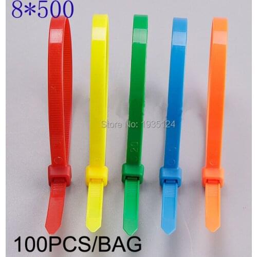 100pcs 8*500mm Nylon Cable Ties Self-locking Plastic Nylon Fasten Wire Zip Tie wholesale price