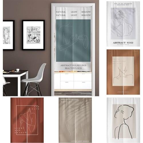 Nordic Fabric Curtain Bedroom Door Curtain Household Partition Curtain Kitchen Half Panel Curtain Doorway Hanging Curtain Decor