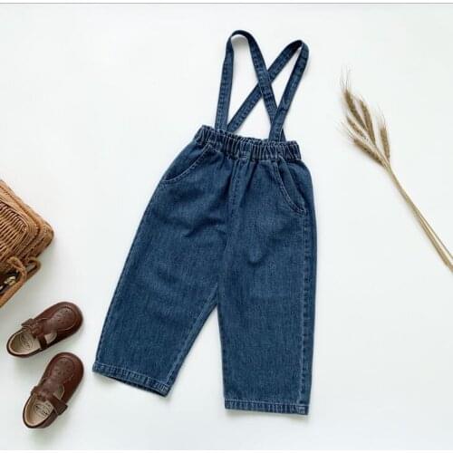 2020 new wholesale girls denim overalls autumn fashion kids pants 2-7 years YC49