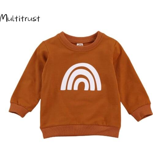 1-6Y Children Pullover Sweatshirts Boys Girls Kids Rainbow Print Sweatshirt Tops Toddler Baby Boys Spring Autumn Hoodies Outfits