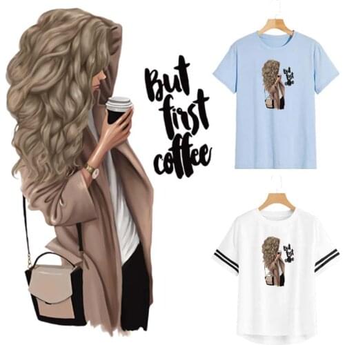 Shopping Girl Iron On Transfer Heat-Sensitive Sticker Stripe Washable Clothing Stickers Diy T-Shirt Patch For Clothes