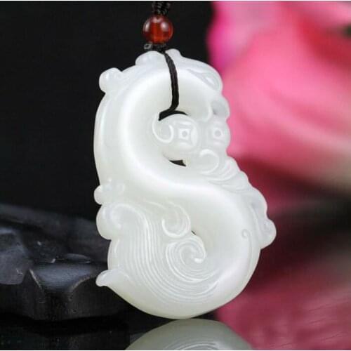 Hollow Phoenix Pendant Hollow Double-sided Engraved Phoenix Pendant for Men and Women Natural браслет Green White Jade