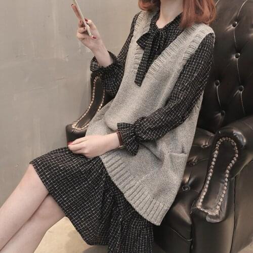 Casual Sweater Loose Patchwork Lace Up Pocket 2021 New Fashion Hot Korean Spring Autumn Sweaters Vestidos LXJ794