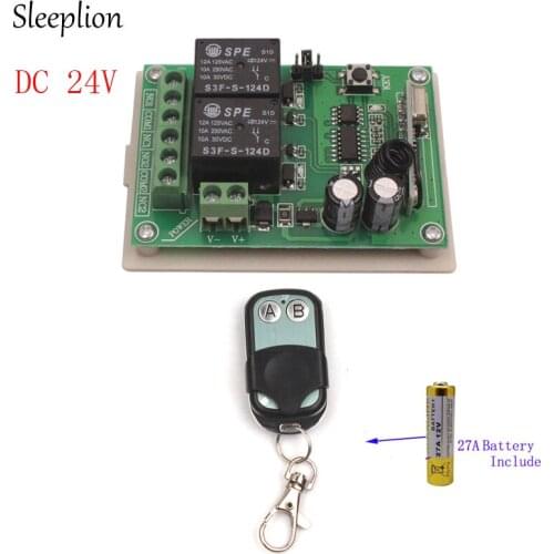 Sleeplion Remote Control 24V 2Channe Switch Relay Wireless Remote Control Relay Module 24V 2CH Transmitter Receiver 315/433MHz
