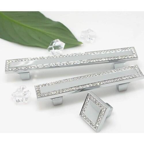 2.5'' 3.78'' Crystal Glass Furniture Knobs and Handles Zinc Alloy Cabinet Handle Drawer Pull Knob Modern Fashion Kitchen Fitting