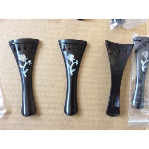 Ebony violin tailpiece ,One pieces of 4/4 size violin ebony tailpiece ,shell flower inlay , violin parts