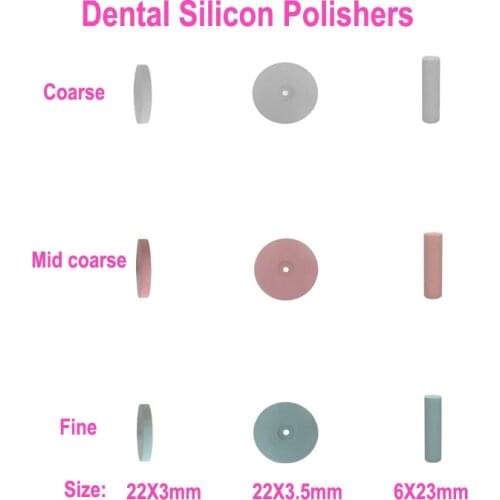 100PCS Dental Lab Silicone Polishers Disc Working On PFM Crowns Resin Base Grinding Polishing Wheels Burs Coarse Fine 3 Types