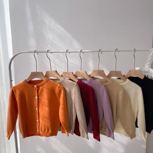 Autumn Winter Sweaters For kids Fashion Girls Soft Solid Color Casual All-match Comfortable Sweathers Childrens Clothing