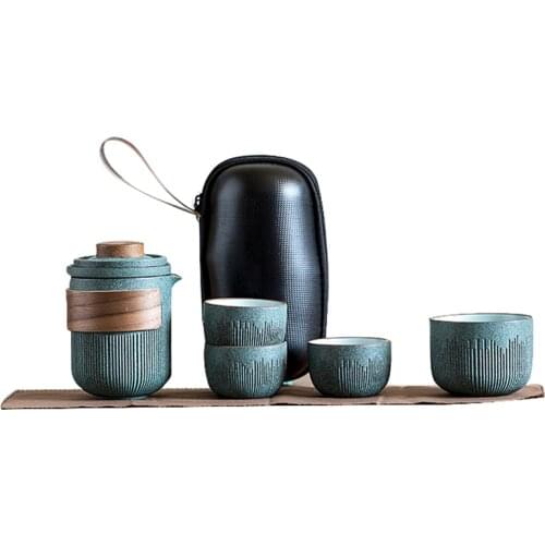 TANGPIN green ceramic teapot teacups a tea set portable travel tea set drinkware