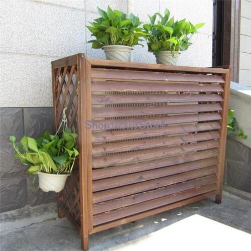 Solid wood air conditioner outdoor unit guardrail flower rack shelf anticorrosive wood decorative mesh shutter outdoor air condi