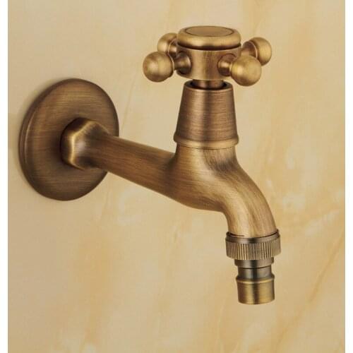 Yooap High-quality Long Wall Mount Bibcock Full Brass Retro Taps Luxury Outdoor Garden Washing Machine Antique Decorative Faucet
