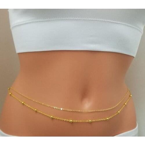 Fashion Simple Double Layer Chain Ladies Sexy Waist Chain Summer Beach Bikini Body Belly Chain For Women Bohemia Party Jewelry