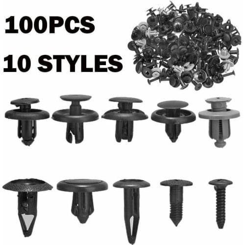 100pc Car Plastic Clips Rivet Set Push Auto Trunk Bumper For Car Clips Fastener Kit Rivet Body Bumper Fastener Screw Fender Q0Y4