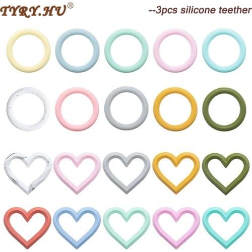 TYRY.HU 3pcs Baby Teether Soft Silicone Round/Heart Toddler Molar Pain Relief Tool Kids Teether Baby Toy Food Grade Accessories