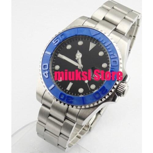 43mm Auto date day windows Sterile black dial sapphire glass ceramic Bezel automatic mens watch