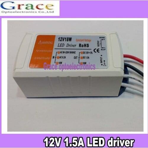 18W 12V 1.5A LED driver adapter transfor for led stip light light, 90-240V input 10PCS/LOT
