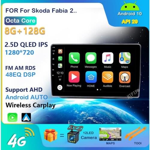 Android 10.0 DSP CarPlay Car Radio Multimedia Video Player Auto Stereo GPS For Skoda Fabia 2 2008 - 2013 2 din dvd