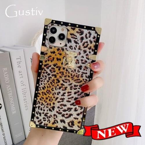 Samsung Note 10 Plus Square Leopard Texture Case For Galaxy S9 S10 Lite S10e S20 Note 8 9 20 Plus Ultra Back Cover Phone Case