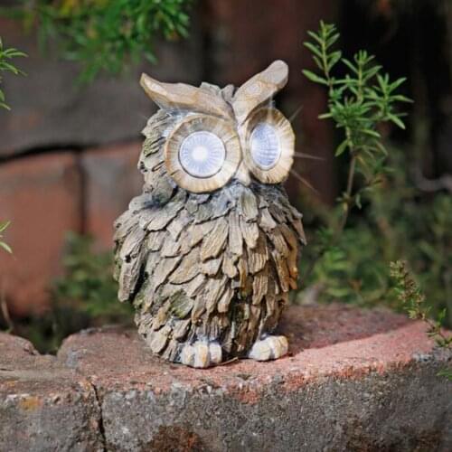 Resin Animal Garden Statue Figurine with Solar Powered LED Lights Eyes - Best Art Décor for Indoor Outdoor Home Or Office