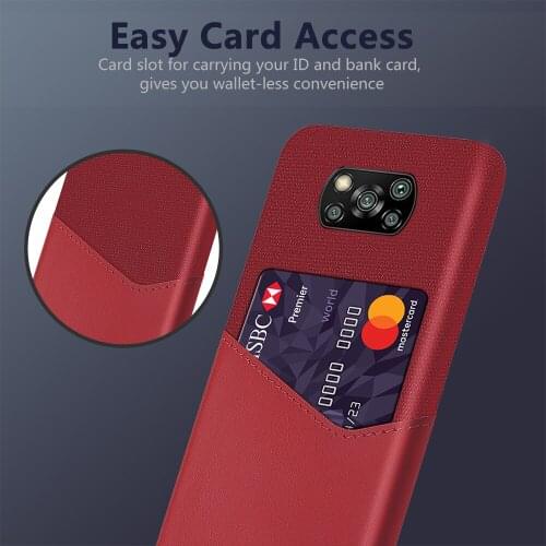 Febric Card Holder Cover For Xiaomi Mi Poco X3 NFC Coque Cloth Texture PU Antiskid Funda For Xiomi POCO X 3 Nfc 6.67" 2020 Case