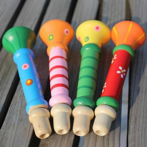 Hot Baby Wooden Small Horn Whistle Musical Instrument Toys Kids Colorful Intellectual Developmental Vocal Toy for Children Gift