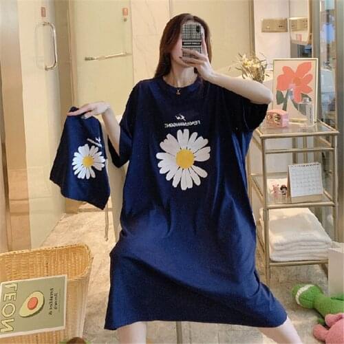 Cotton nightdress female summer Korean version of the home skirt short-sleeved loose pregnant women nightgown pyjamas women