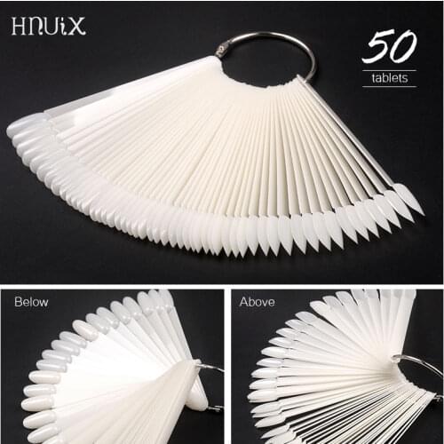 HNUIX 50pcs white / clear false nail tips billboard fan-shaped varnish color card manicure Nail Art practice show display tools