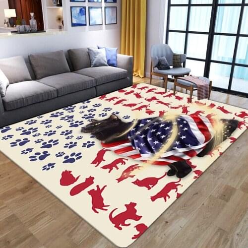 Cartoon animal Carpets Table Bedside Kids Play floor Mat Modern American Flag Printing Non-slip Area Rug for Living room Bedroom