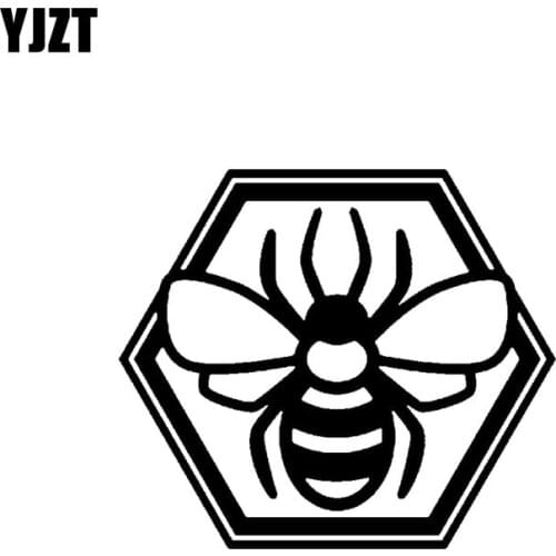 YJZT 10.2CM*8.8C Round Honeycomb Bee Decal Vinyl Car Stickers Black/Silver C19-0032