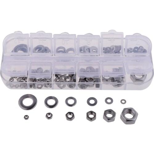 M2,M3,M4,M5,M6,M8 Hex Nuts & Flat Washers Assortment Washer Nuts kit 137pcs