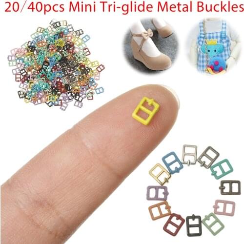 20Pcs Mini Tri-glide Metal Buckles 2.5mm for 1/6 Doll Ultra-small Belt Buckle DIY Doll Clothes Buttons Shoes Bags Accessories