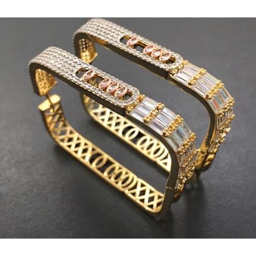 Lanyika Fashion Jewelry Distinctive Square Big Ear Loops Micro Plated Stylish Wedding Party Earrings Bridal Daily Best Gift