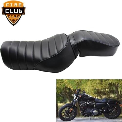Motorcycle Black Artificial Leather Driver Seat Rear Passenger Seat For Harley Sportster XL883 XL1200 16-19