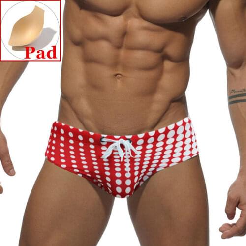 Push Up Mens Swim Briefs Bikini Swimwear Sexy Gay Swimming Trunks For Man Swimsuit Dot Beach Shorts Penis Pad Pouch Desmiit UXH