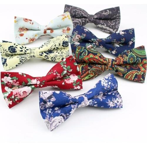 Men Cotton Bowtie Wedding Gentlemen Business Bow Tie England Flower Paisley Plaid Striped Neck Ties Women Skinny Gravatas Cravat
