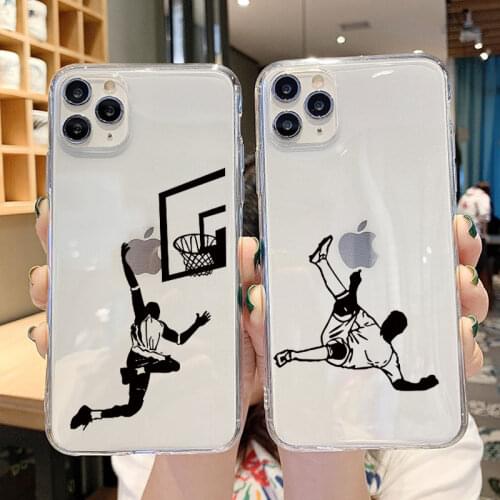 Soft TPU Basketball Funny Phone Case for iPhone 11 12 Pro XS Max Mini 7 8 6 6S Plus X XR 5 5S SE Football Clear Back Cover Funda