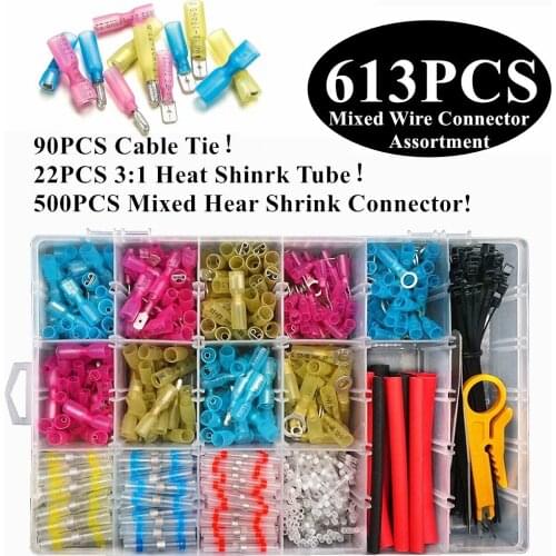 Mandowire Brand 600PCS Mixed Wire connectorS Heat Shrink Terminals Waterproof Automotive Marine Electrical Crimp Terminals Kit