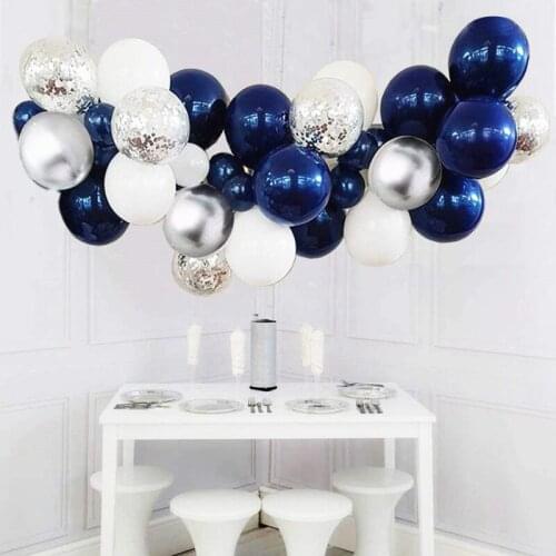 30pcs/lot Navy Blue Sliver Metallic Balloon Arch Kit Wedding Birthday Party Latex Confetti Balloons Garland Decor Balaos