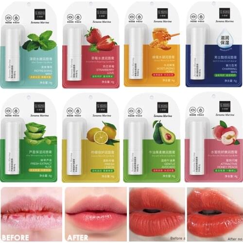 Natural Fruit Lip Balm Moisturizing Hygienic Lipstick Plumper Durable Aloe Vera Mint Cracked Dry Lips Hydrating Korean Lip Balm