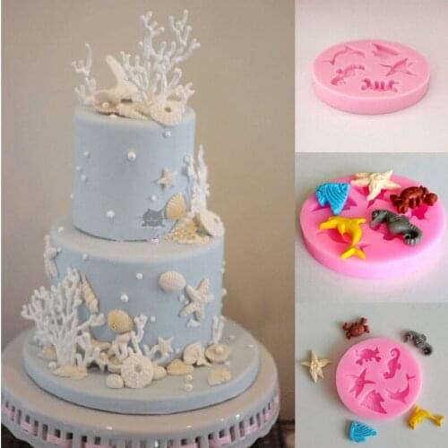 NEW Sea Animal DIY Silicone Fondant Mould SugarCraft Cake Baking Decorating Tool