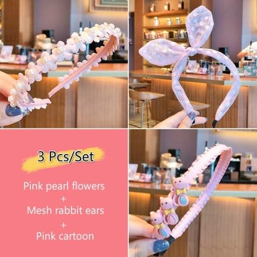 3 Pcs/Set Children Cute Colors Hairbands Girls Lovely Bow Ears Printed Lattice Stripes Hair Hoop Headbands Kids Hair Accessories