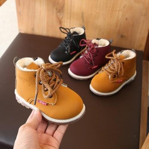 Autumn 2020 Winter Childrens Ankle Boots Boys Casual Shoes Lacing Up Girls Boy Black Waterproof Fashion Toddler Shoes