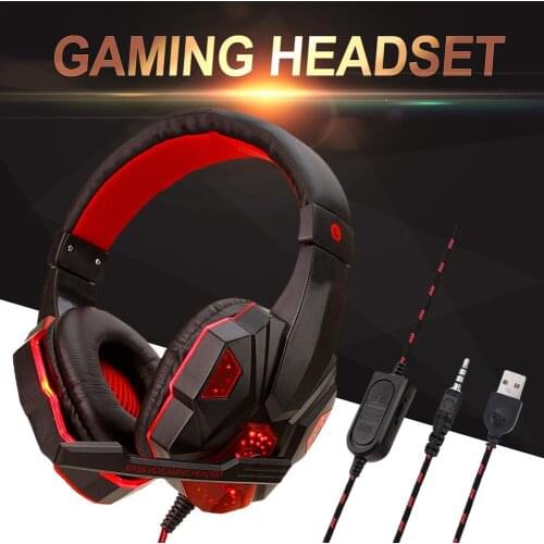 Professional LED Light Gamer Headset Bass Stereo With Microphone Over-ear Wired Game Earphone For PS4 PS5 Computer Tablet HOT