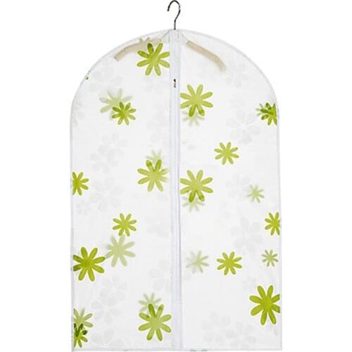 Transparent EVA Printed Dust Cover Clothes Hanging Bags Home Suit Coat Dust Cover Storage Wardrobe Organizer 1pcs/lot JG004