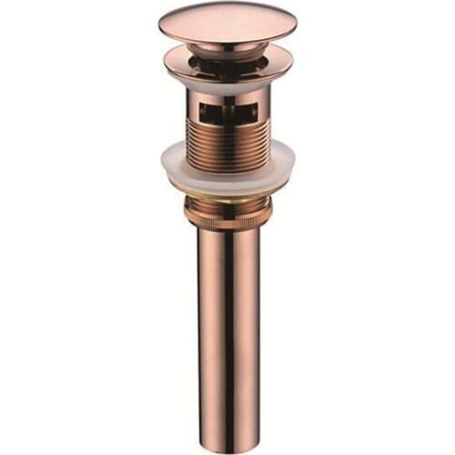 Bathroom Sink Drainer Brass Push Dwon Pop-up Rose Golden Color Overflow Hole Basin Parts Faucet Accessories PJXSQ007R-Y